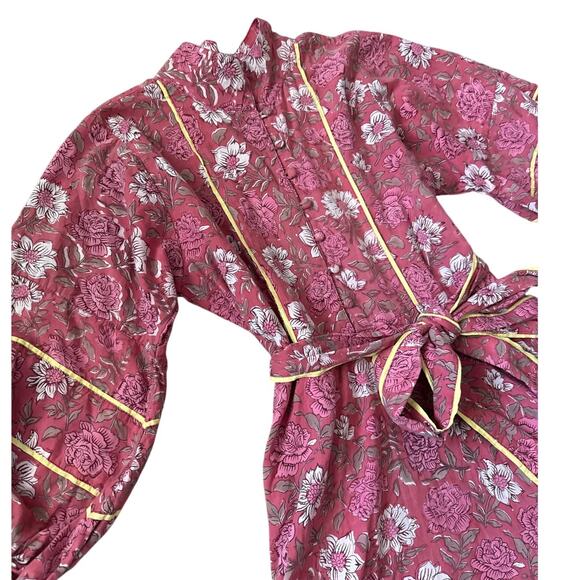 Sue Sartor Paloma Flounce Dress Midi Dress Pink Floral Size Small - Picture 5 of 11